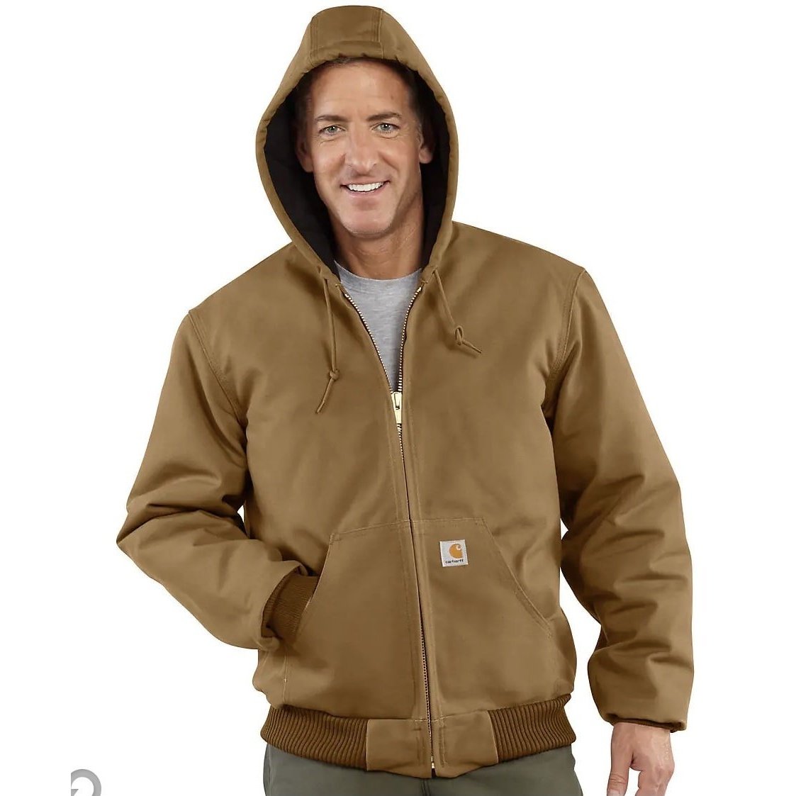 Carhartt Men’s Active-Jac Hooded Duck Loose Fit Insulated Flannel Lined