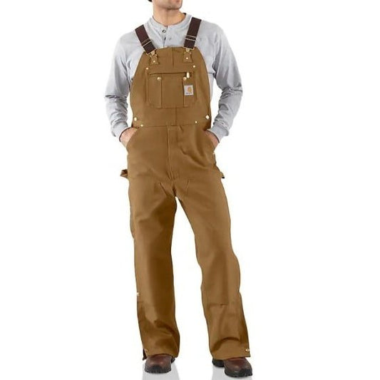 Carhartt Men’s Bib Overalls Firm Duck Loose Fit Zip To Thigh R37 BIB