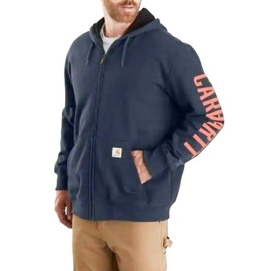 Carhartt Men's Hoodie Rain Defender Fleece-Lined Logo Sleeve 104637