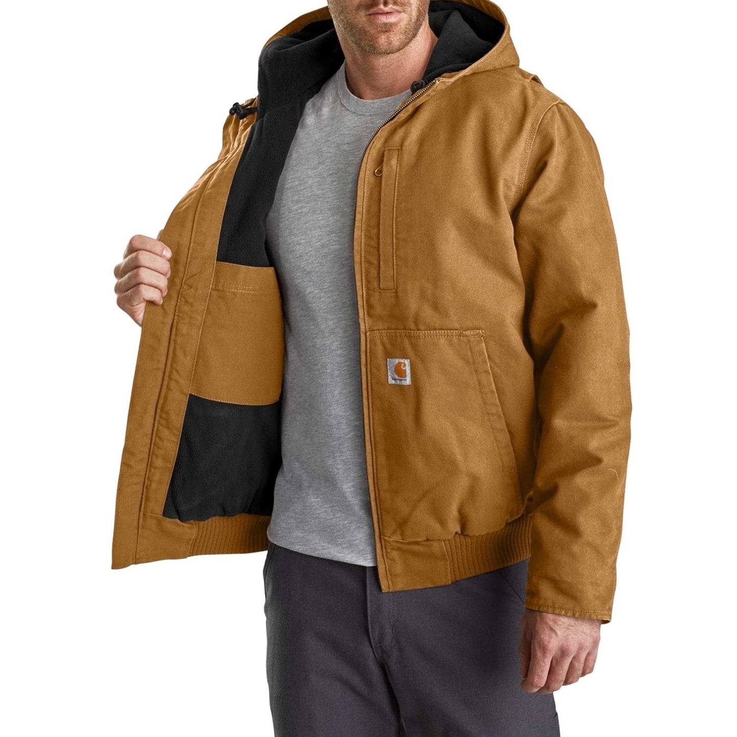 Carhartt Men’s Jacket Washed Duck Fleece-Lined Active Jac 103371