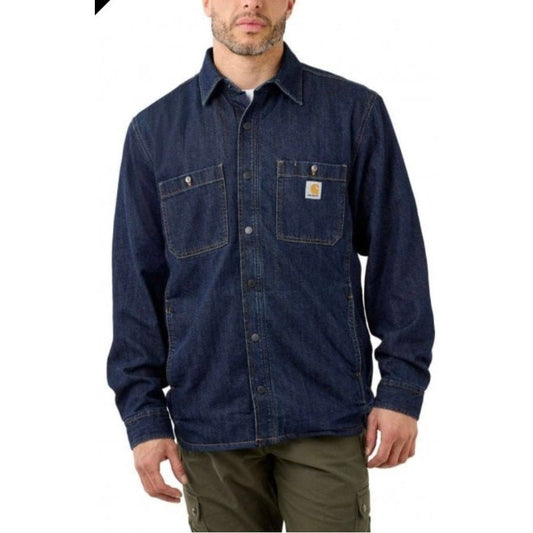 Carhartt Men’s Relaxed Fit Denim Fleece Lined Snap- Front Shirt Jacket 105605 - Carhartt