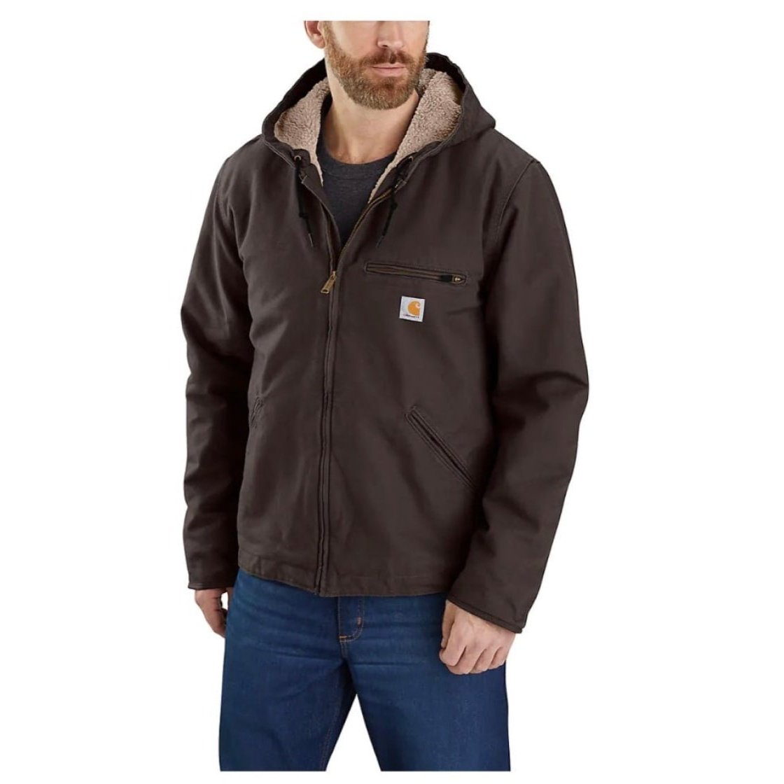 Carhartt Men's Relaxed Fit Washed Duck Sherpa-Lined Jacket