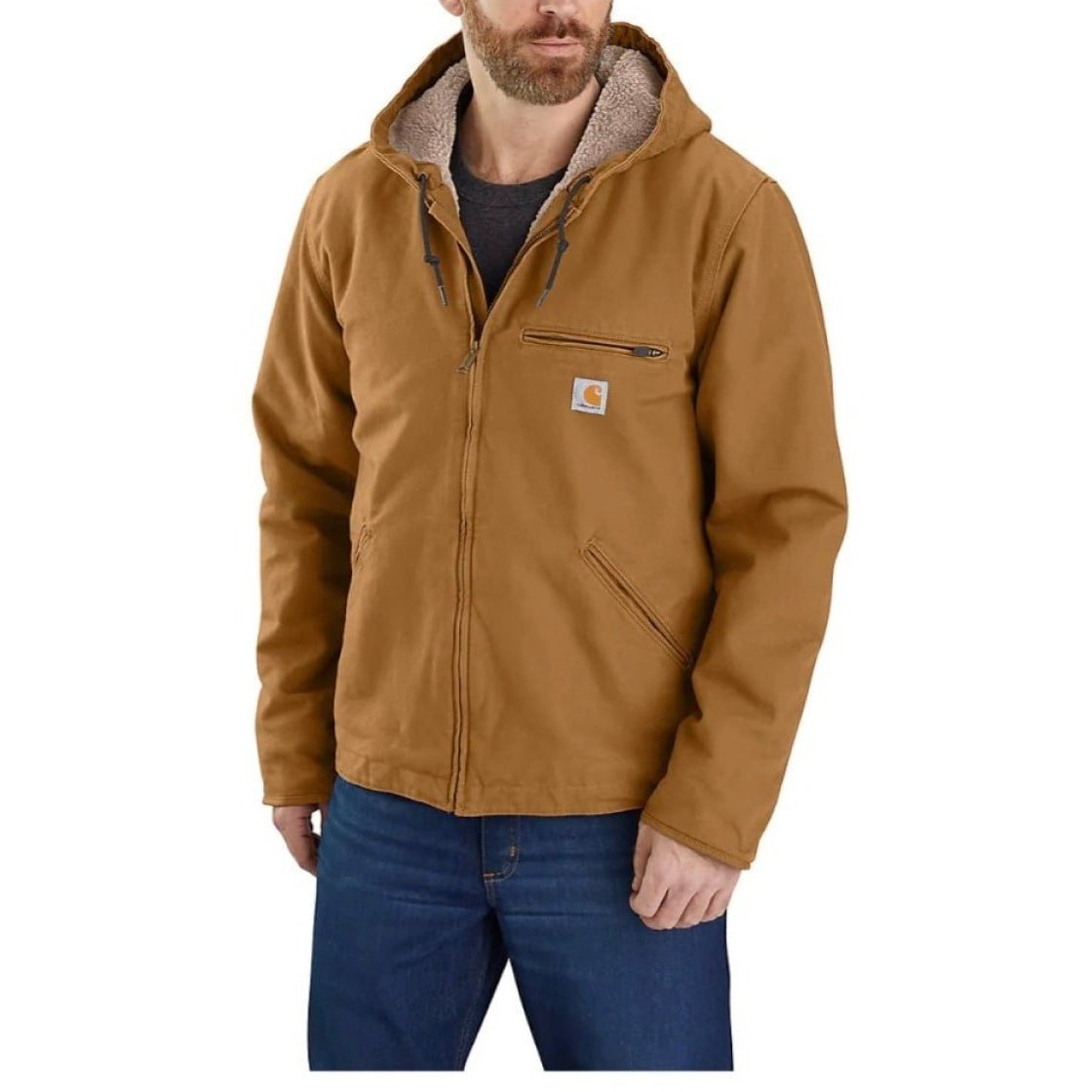 Carhartt Men’s Relaxed Fit Washed Duck Sherpa-Lined Jacket 104392