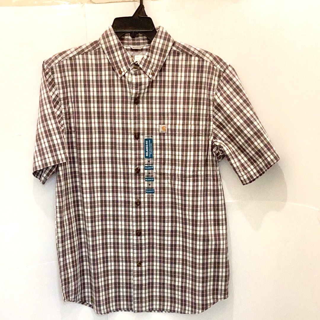 Carhartt Men’s Shirt Casual Short Sleeve Plaid Button Down 102536