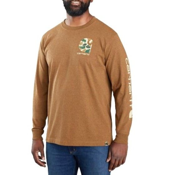 Carhartt Men’s Shirt Long Sleeve Relaxed Fit Camo Logo TK5485