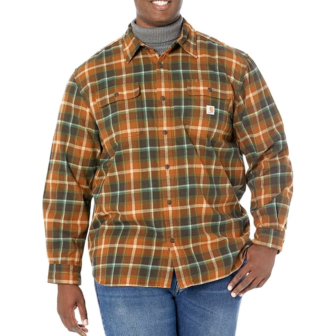 Carhartt Men’s Shirt Loose Fit Long Sleeve Heavyweight Flannel Plaid 105439 - Carhartt