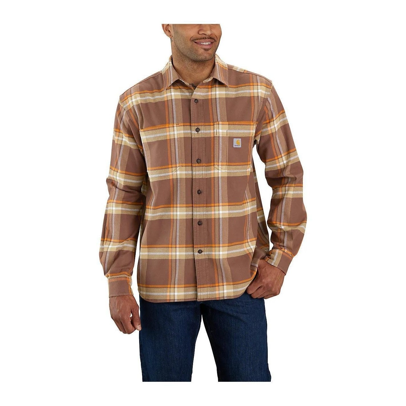 Carhartt Rugged Flex Relaxed Fit Midweight Flannel Long Sleeve Plaid Shirt 105945