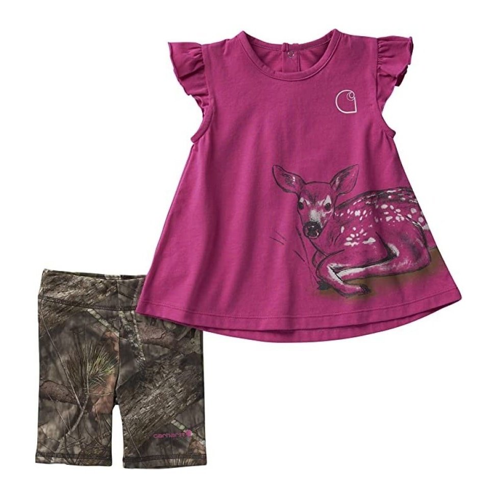 Carhartt Toddler Girl’s 2-Piece Set: Deer Shirt & Mossy Oak Camo Leggings CG9786 - Carhartt