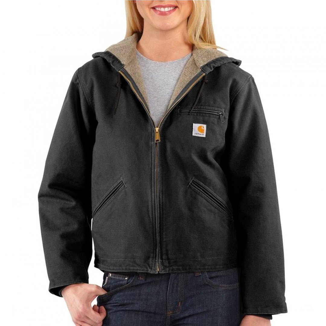 Carhartt Women's Sandstone Sierra Jacket Sherpa Lined Black WJ141