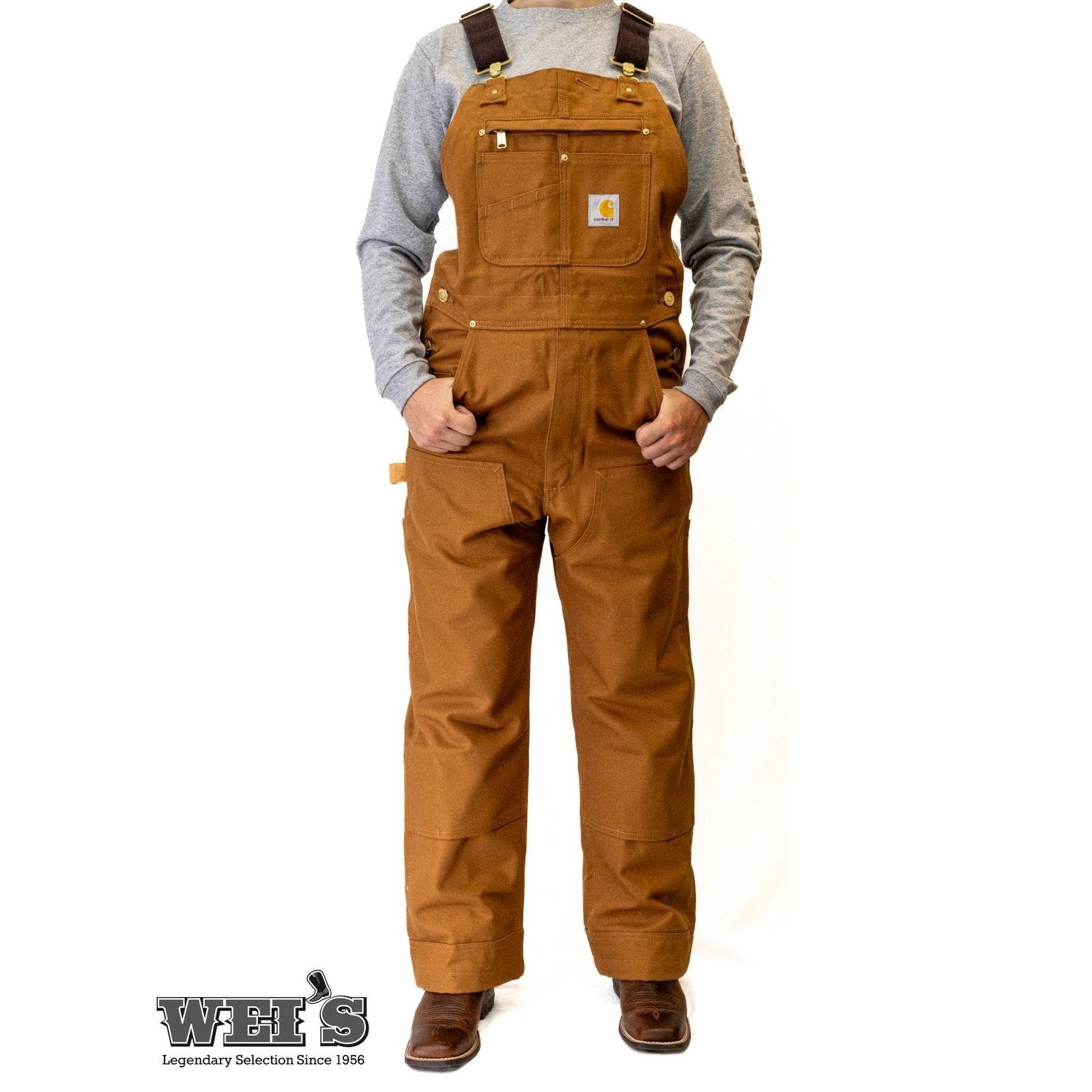 Carhartt Work Men's Bib Overalls Unlined Duck Carhartt Brown