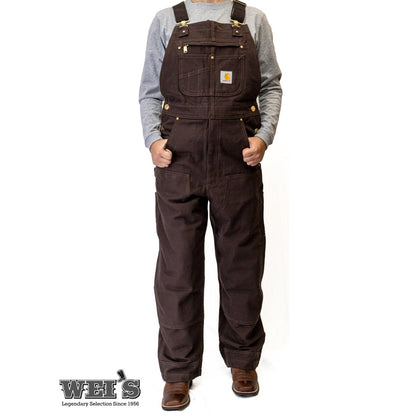 Carhartt Work Men's Bib Overalls Unlined Duck R01 Dark Brown