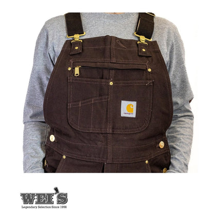 Carhartt Work Men's Bib Overalls Unlined Duck R01 Dark Brown