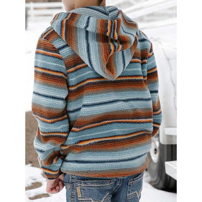 Cinch Boy’s Hoodie Sherpa Fleece 1/2 Zip Blanket Stripe MWK7990001 - Cinch