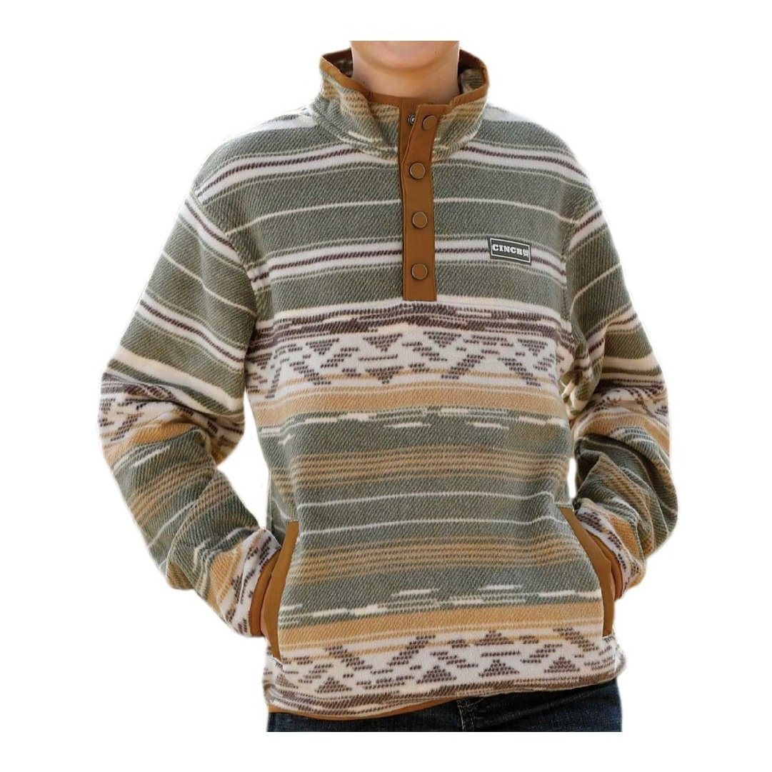 Cinch Boy's Pullover Olive Stretch Fleece MWK7590008 - Cinch