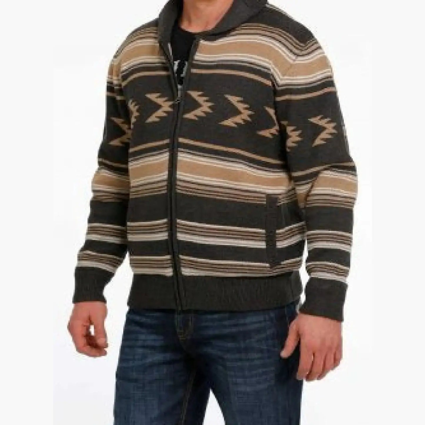 Cinch Men’s Aztec Full Zip Sweater Charcoal MWK1582001