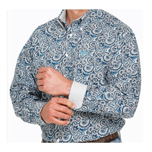 Cinch Men's Casual Shirt Long Sleeve Stretch Paisley Print MTW1105401