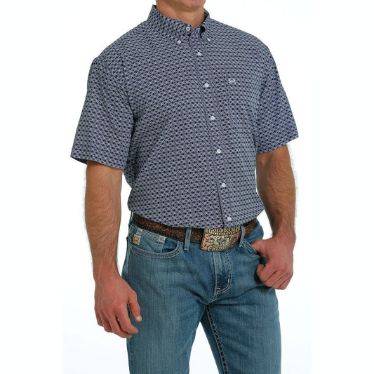 Cinch Men’s Geometric Print Short Sleeve ArenaFlex Button Down Shirt MTW1704125 - Cinch