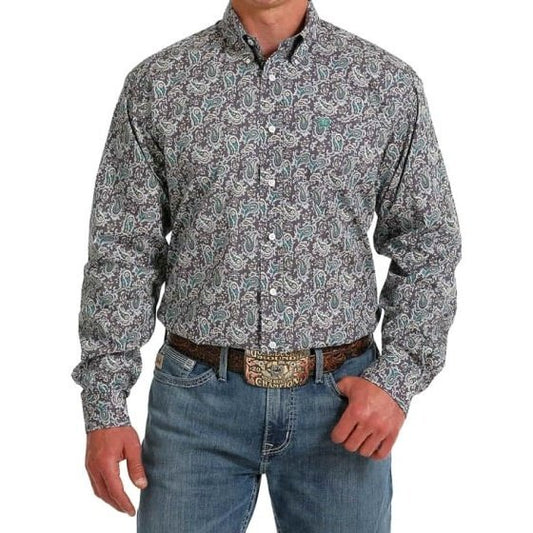 Cinch Men’s Grey Print Long Sleeve Shirt