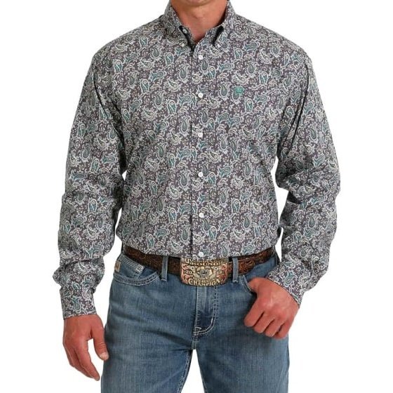 Cinch Men’s Grey Print Long Sleeve Shirt MTW1105584