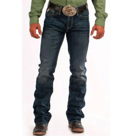 Cinch Men's Jeans Ian Slim Mid-Rise Boot Cut Dark Stonewash MB67836001 - Cinch