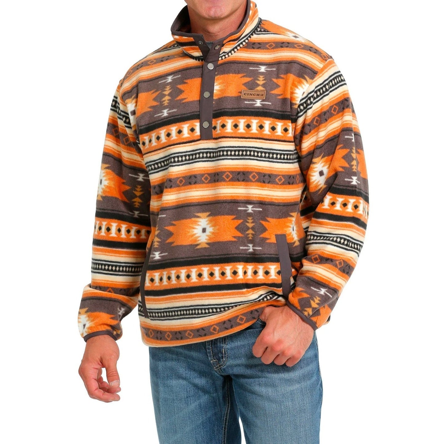 Cinch Men's Polar Fleece Orange/Grey MWK1514019