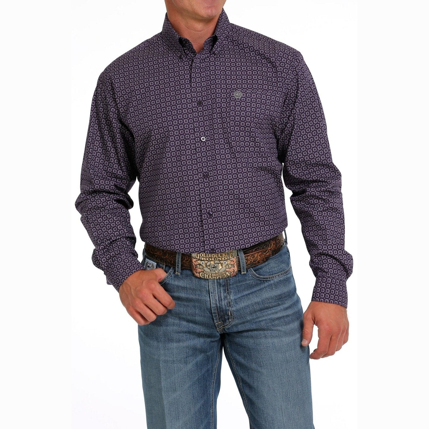 Cinch Men's Purple Geometric Print MTW1105640