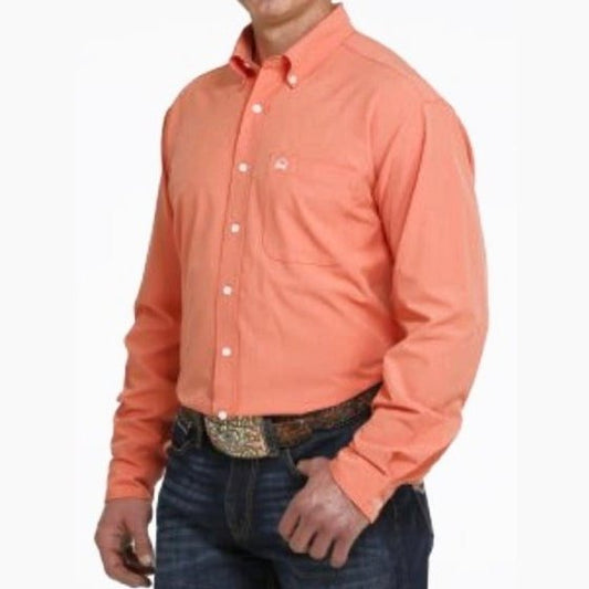 Cinch Men's Shirt Arenaflex Long Sleeve Button Down Coral MTW1862015- Clearance