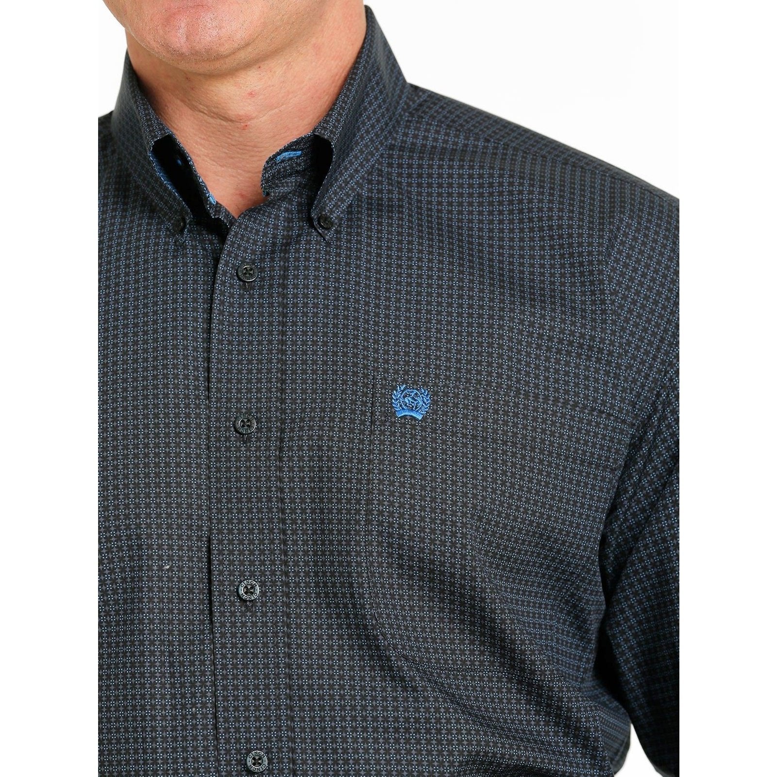 Cinch Men’s Shirt Casual Long Sleeve Button-Down Black/Navy MTW1105515