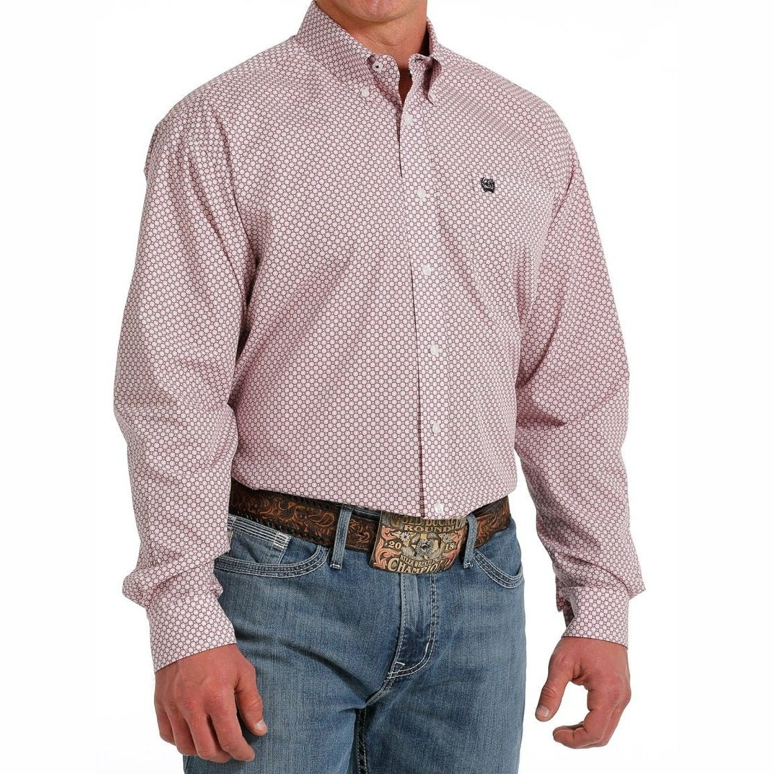 Cinch Men’s Shirt Casual Long Sleeve Button Down Fuschia Pattern MTW1105593