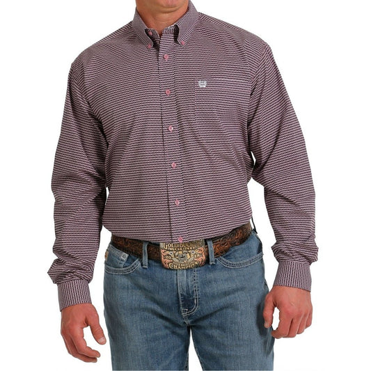 Cinch Men’s Shirt Casual Long Sleeve Button Down Pink/Black Pattern MTW1105594