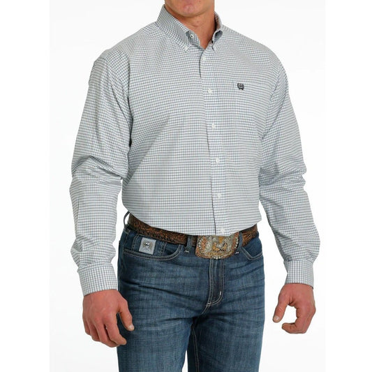 Cinch Men’s Shirt Casual Long Sleeve Plaid Cream Button