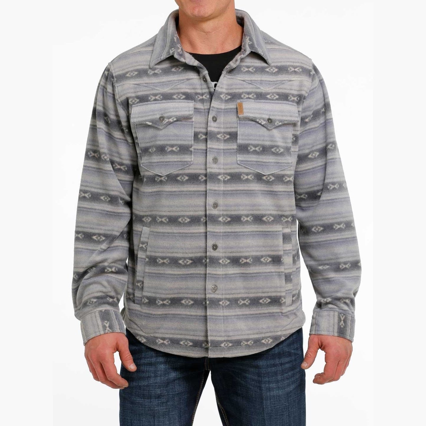 Cinch Men’s Shirt Jacket Polar Fleece Aztec Printed MWJ1580001 BLU