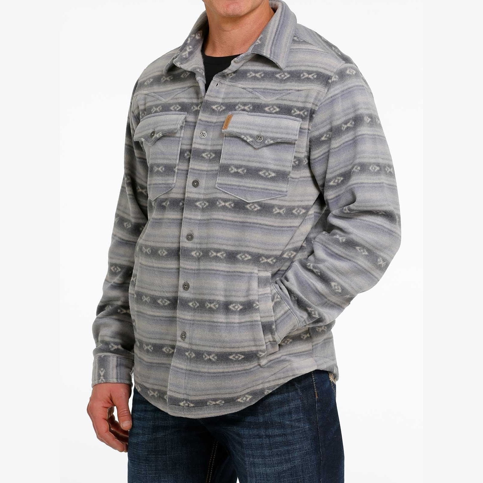 Cinch Men’s Shirt Jacket Polar Fleece Aztec Printed MWJ1580001 BLU