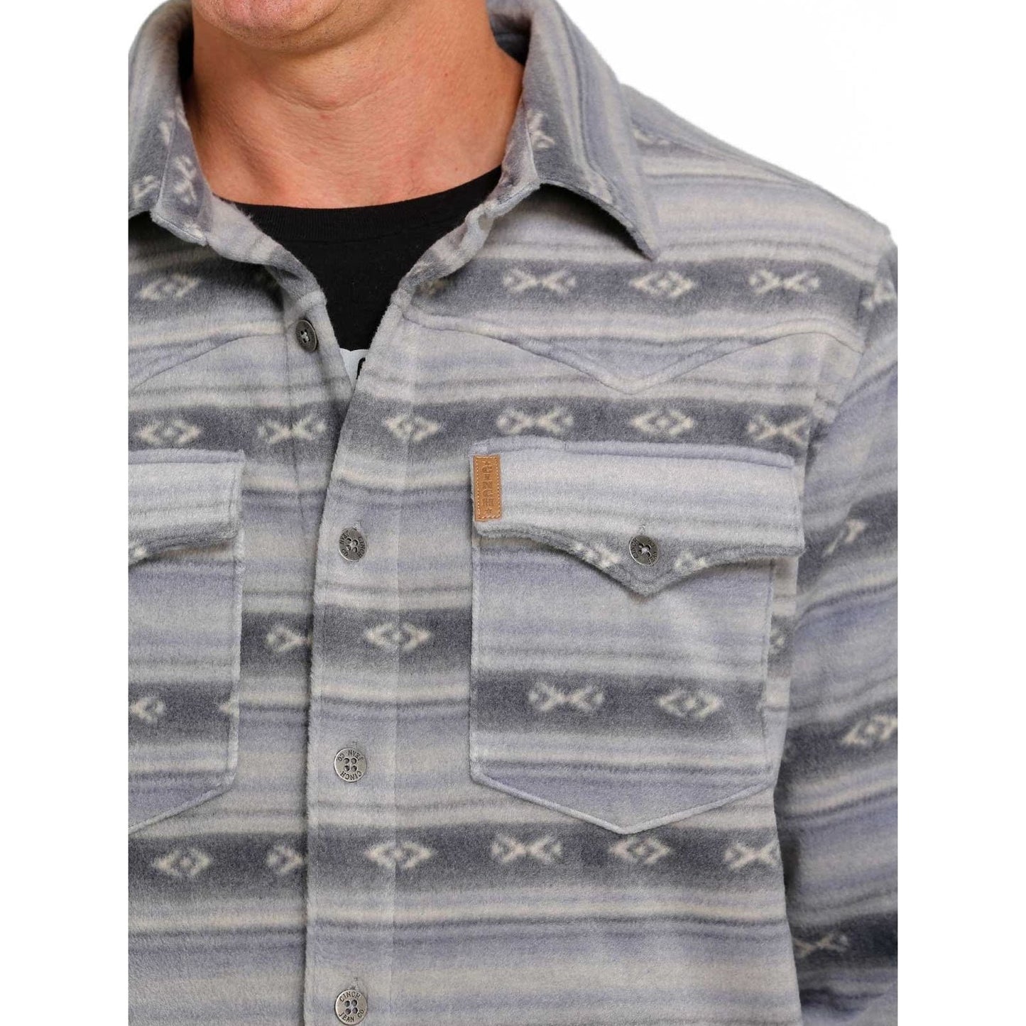 Cinch Men’s Shirt Jacket Polar Fleece Aztec Printed MWJ1580001 BLU - Cinch