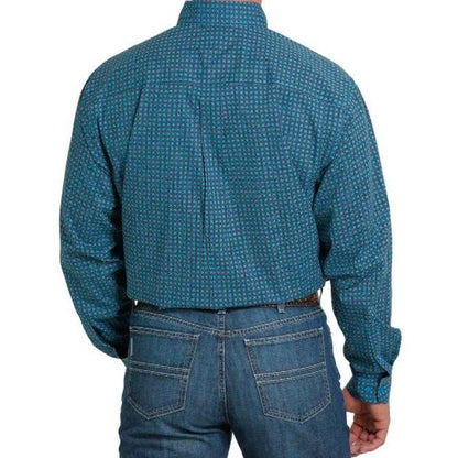 Cinch Men's Shirt Long Sleeve Blue Print - Cinch