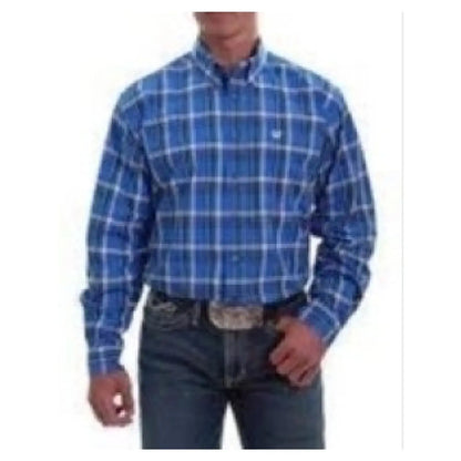 Cinch Men’s Shirt Long Sleeve Button Down Blue Plaid MTW1104683 - Cinch