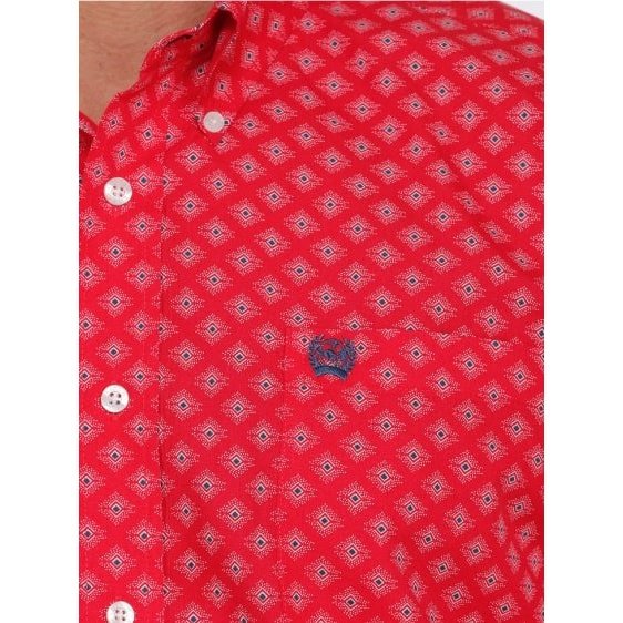 Cinch Men's Shirt Long Sleeve Button Down Red/Blue Pattern MTW1105398