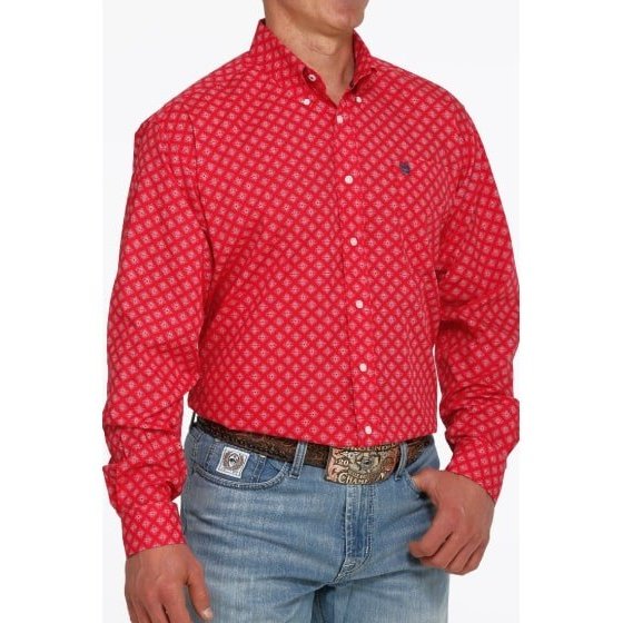 Cinch Men's Shirt Long Sleeve Button Down Red/Blue Pattern MTW1105398