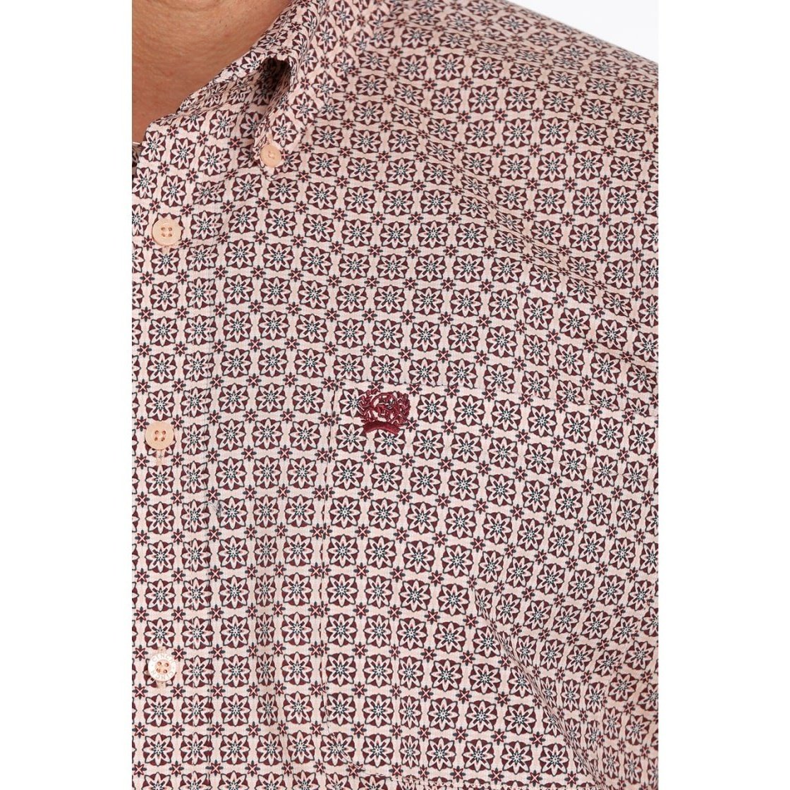 Cinch Men's Shirt Medallion Pink Print Button Down MTW1105388