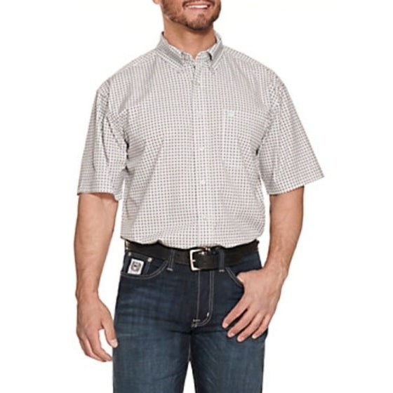 Cinch Men’s Shirt Short Sleeve Arenaflex Grey Print MTW1704093 - Cinch