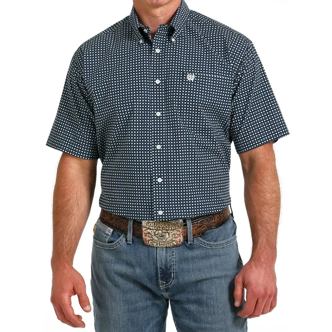 Cinch Men’s Shirt Short Sleeve Button Down Navy MTW1111431