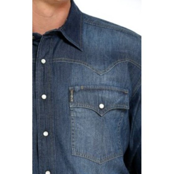 Cinch Men's Shirt Western Denim Long Sleeves Snaps MTW1681001