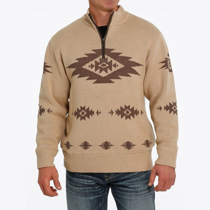 Cinch Men’s Sweater Cotton-Acrylic Blend with Leather Trim MWK1560002