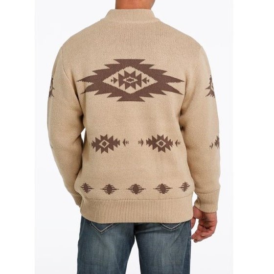 Cinch Men’s Sweater Cotton-Acrylic Blend with Leather Trim MWK1560002