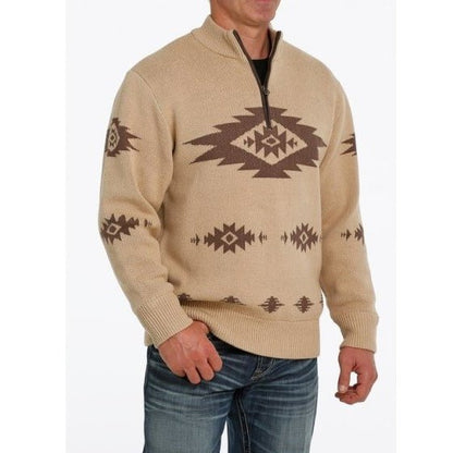 Cinch Men’s Sweater Cotton-Acrylic Blend with Leather Trim MWK1560002