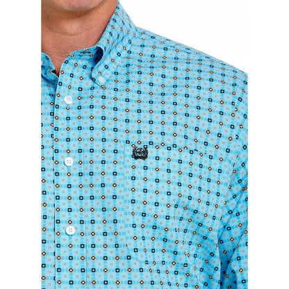 Cinch Men’s Turquoise Geometric Long Sleeve MTW1105607