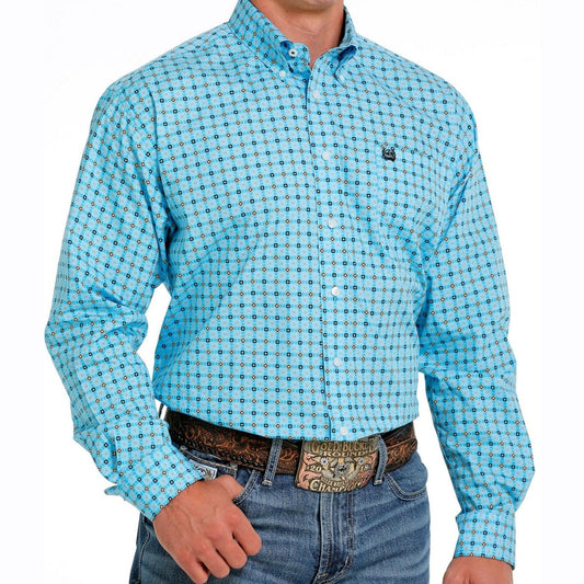 Cinch Men’s Turquoise Geometric Long Sleeve MTW1105607