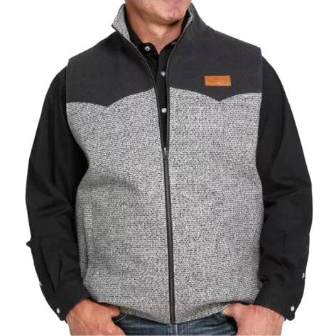 Cinch Men’s Vest Zip Poly Wool Lined Black/Grey MWV1579001