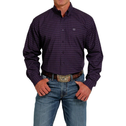 Cinch Men's Western Shirt Purple Print