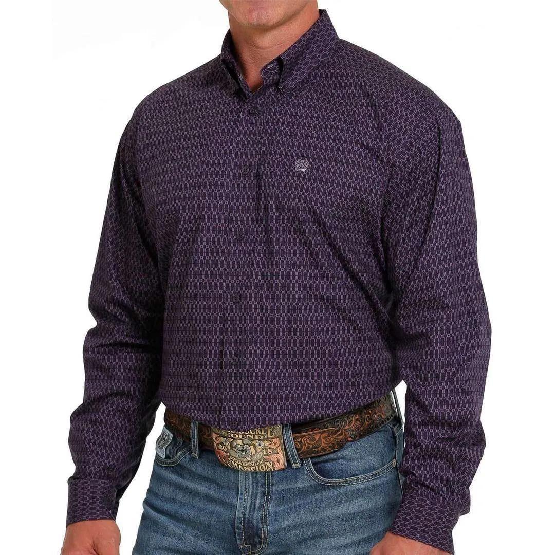 Cinch Men's Western Shirt Purple Print MTW1105637